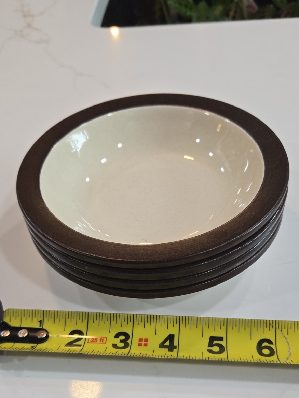 Franciscan Cream Bowls with Dark Brown Rim - Set of 4